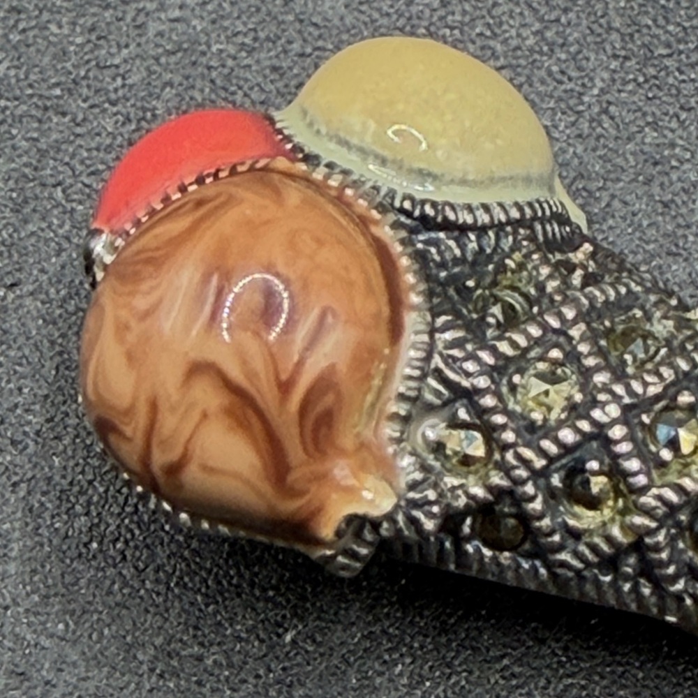 Judith Jack Sterling Silver Marcasite Enamel Ice Cream Cone Brooch Pin Jewelry - Picture 11 of 13